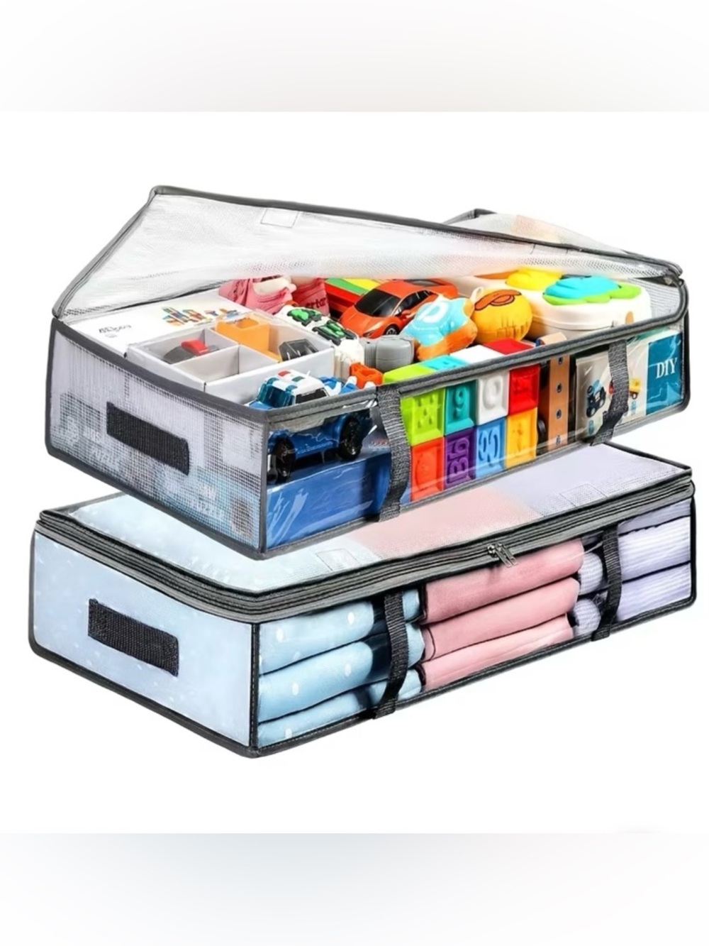 Clear Under Bed Storage Organizer Bag - Gray Set of 2 NWT